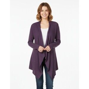 Eileen Fisher Sweater Cardigan Women's M Purple Long Sleeve Open Front